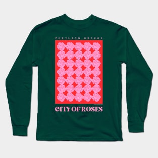 Portland, Oregon - City Of Roses (Red & Pink) Long Sleeve T-Shirt